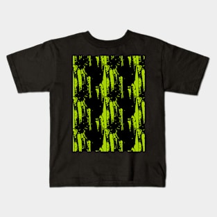 Black abstraction on a bright green background Kids T-Shirt